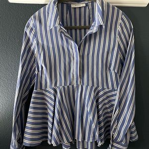 Milly Striped Peplum Buttondown shirt
